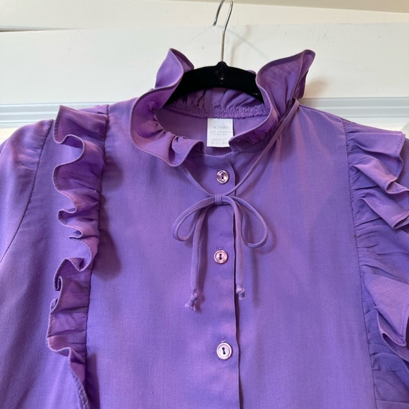 Vintage 1970’s Victorian Prairie Style Blouse Purple Size Small EUC - Picture 2 of 7